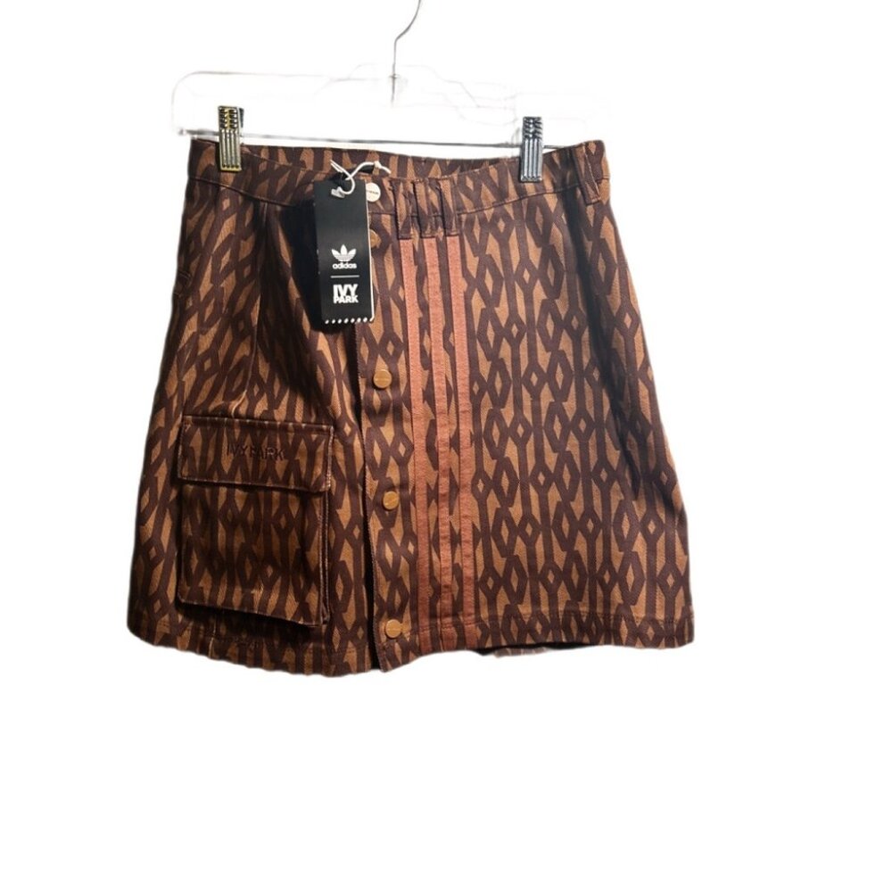 NWT adidas x IVY PARK Brown Patterned Mini Skirt | Size S - Picture 2 of 4